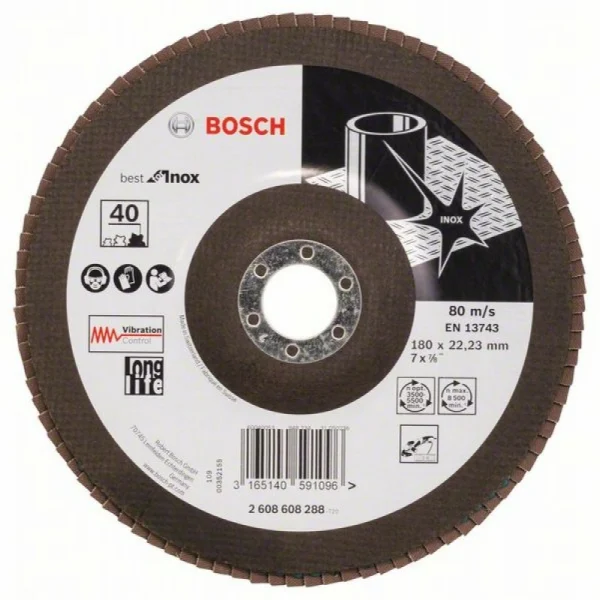 Лепестковый шлифкруг X581 Best for Inox 180x22,23 мм, 40 Bosch 2608608288