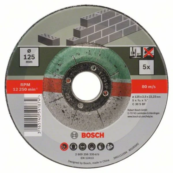 Набор из 5 отрезных кругов, выпукл., по камню C 30 S BF Bosch 2609256335 — изображение 2