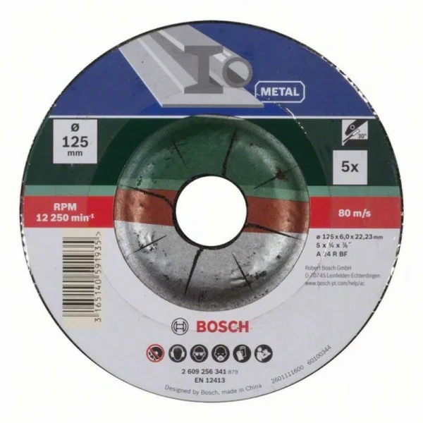 Набор из 5 обдирочных кругов, выпукл., по металлу A 24 P BF Bosch 2609256341 — изображение 2