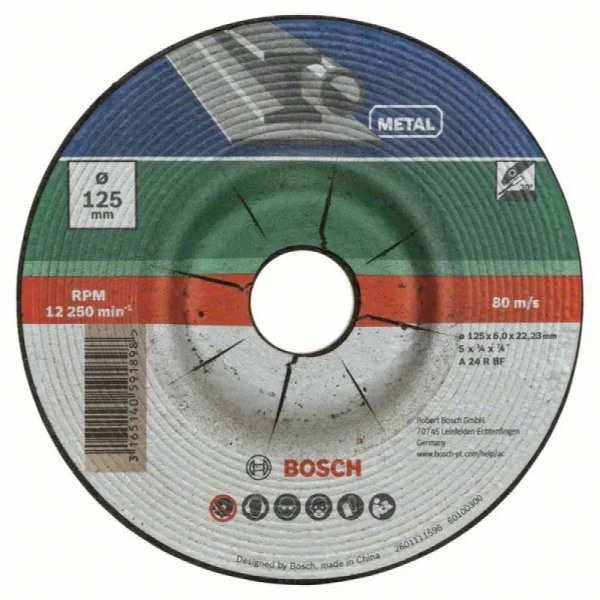 Набор из 5 обдирочных кругов, выпукл., по металлу A 24 P BF Bosch 2609256341