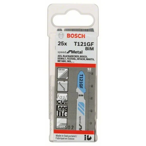 25 Лобзиковых пилок T 121 GF Speed for Metal, BIM Bosch 2608636697 — изображение 2