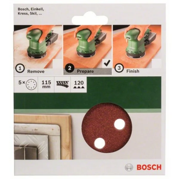Набор из 5 шлифлистов для эксцентриковых шлифмашин 115, 120 Bosch 2609256A18 — изображение 2