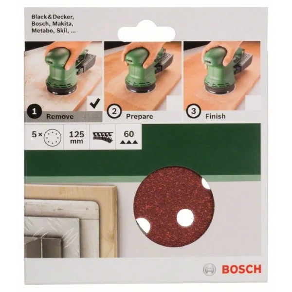 Набор из 5 шлифлистов для эксцентриковых шлифмашин 125, 60 Bosch 2609256A23 — изображение 2