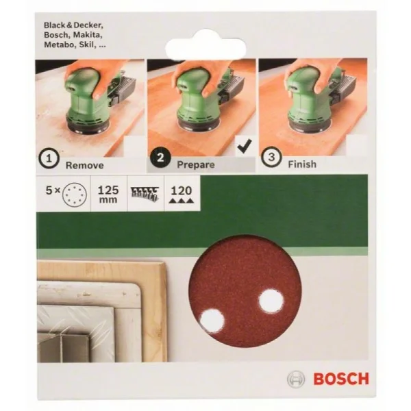 Набор из 5 шлифлистов для эксцентриковых шлифмашин 125, 180 Bosch 2609256A25 — изображение 2