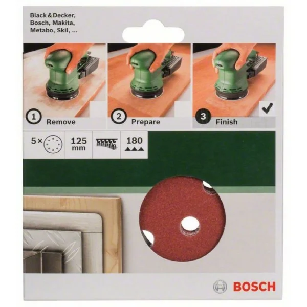Набор из 5 шлифлистов для эксцентриковых шлифмашин 125, 120 Bosch 2609256A26 — изображение 2
