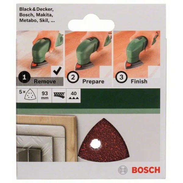Набор из 5 шлифлистов для дельташлифмашин 93, 40 Bosch 2609256A48 — изображение 2