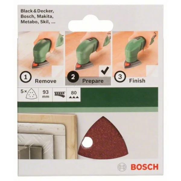 Набор из 5 шлифлистов для дельташлифмашин 93, 80 Bosch 2609256A50 — изображение 2