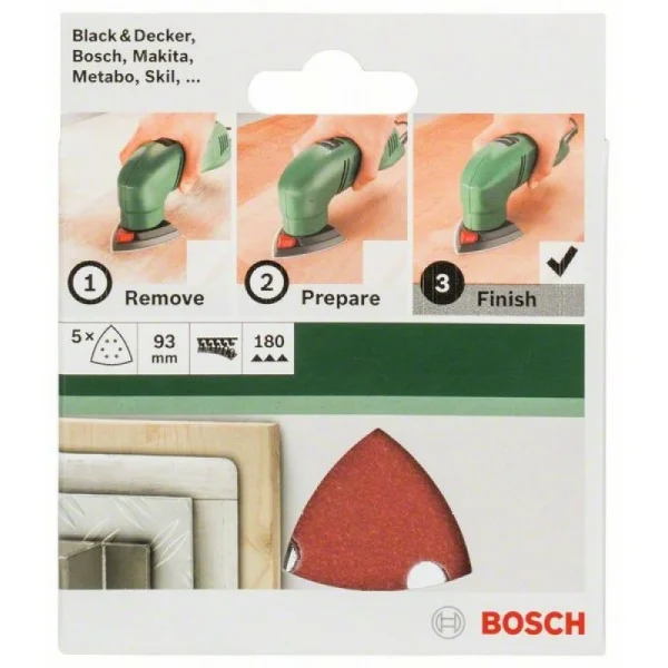 Набор из 5 шлифлистов для дельташлифмашин 93, 180 Bosch 2609256A52 — изображение 2