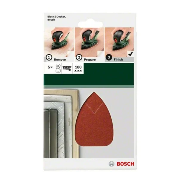 Набор из 5 шлифлистов для мультишлифмашин 95x135, 180 Bosch 2609256A71 — изображение 2