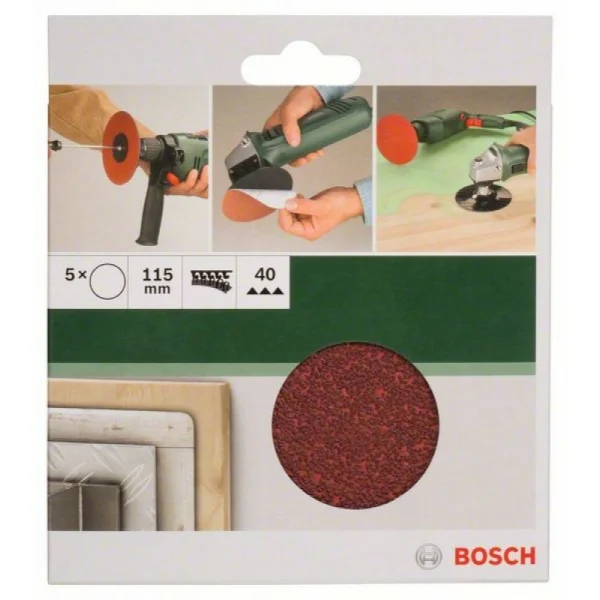 Набор из 5 шлифлистов для угловых шлифмашин 115, 40 Bosch 2609256B36 — изображение 2