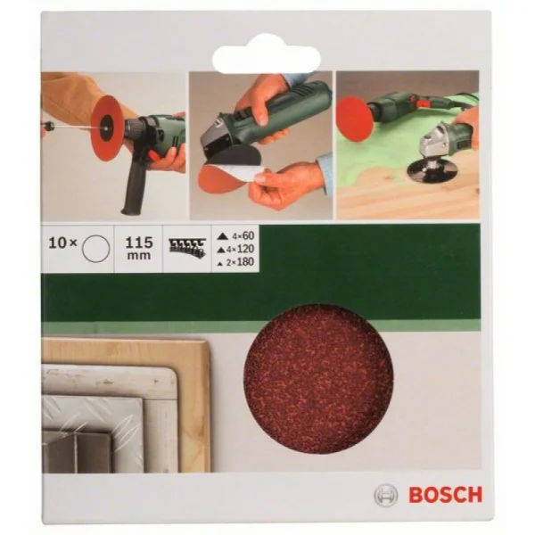 Набор из 10 шлифлистов для угловых шлифмашин 115, 4x60; 4x120; 2x180 Bosch 2609256B41 — изображение 2