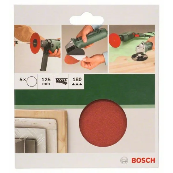 Набор из 5 шлифлистов для угловых шлифмашин и дрели 125, 180 Bosch 2609256B46 — изображение 2