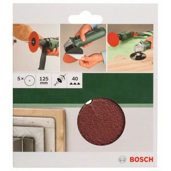 Набор из 5 шлифлистов для дрели 125, 40 Bosch 2609256B48 — изображение 2