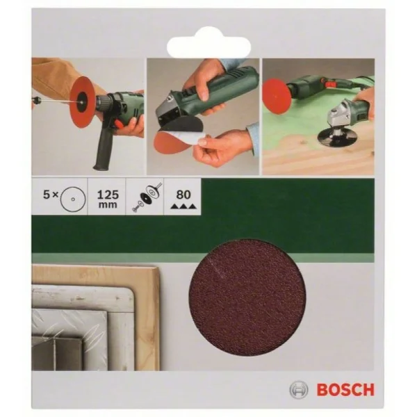 Набор из 5 шлифлистов для дрели 125, 80 Bosch 2609256B50 — изображение 2