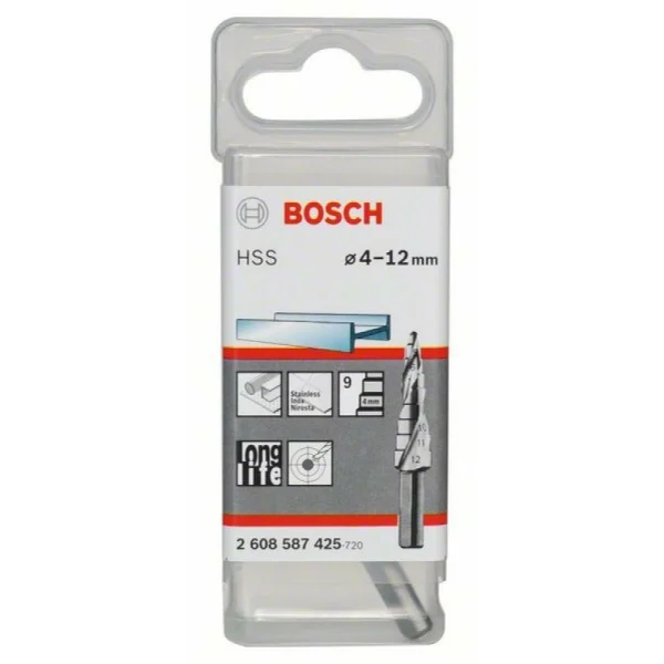 Ступенчатое сверло HSS 4 - 12 мм, 6,0 мм, 66,5 мм Bosch 2608587425 — изображение 2