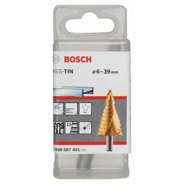 Ступенчатое сверло HSS-TiN 6 - 39 мм, 10,0 мм, 93,5 мм Bosch 2608587431 — изображение 2