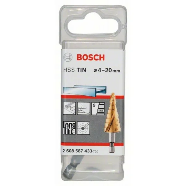 Ступенчатое сверло HSS-TiN 4 - 20 мм, 70,5 мм Bosch 2608587433 — изображение 2