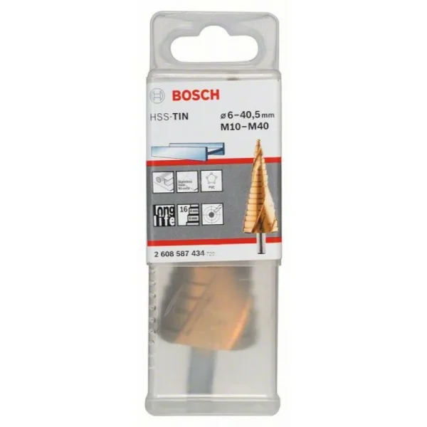 Ступенчатое сверло HSS-TiN M10-M40, 10,0 мм, 125,5 мм Bosch 2608587434 — изображение 2