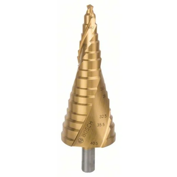 Ступенчатое сверло HSS-TiN M10-M40, 10,0 мм, 125,5 мм Bosch 2608587434