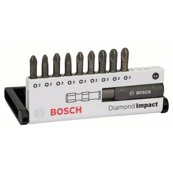 Набор из 10 насадок-бит Diamond Impact (смешанный) Diamond Impact 25 мм, PZ Bosch 2608522065