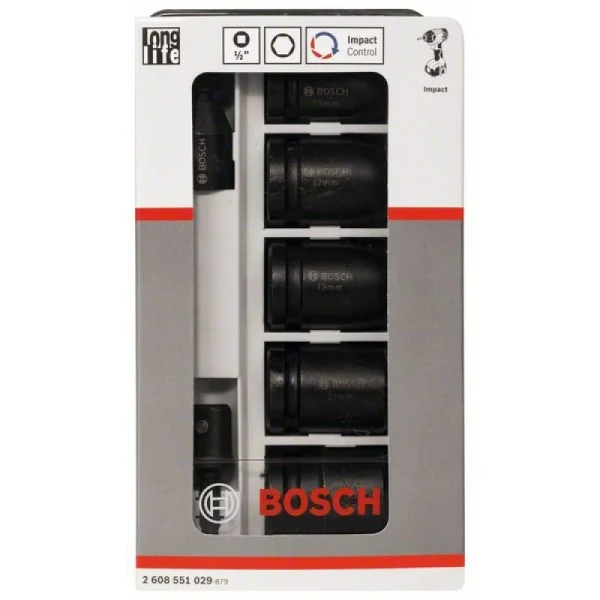 Набор из 7 торцовых ключей SW13; SW17; SW19; SW21; SW24; 40 мм; 2 переходника Bosch 2608551029 — изображение 2