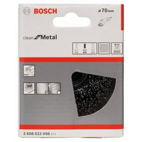 Чашечная щетка 100 мм, 0,5 мм, M14 Bosch 2608622098 — изображение 2