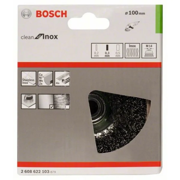 Круглая щетка, нерж. 100 мм, 0,3 мм, M14 Bosch 2608622103 — изображение 2