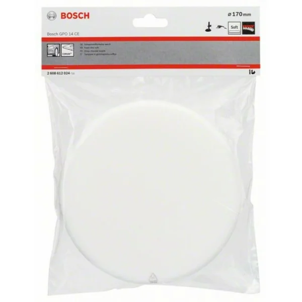 Полировальный круг из пенопласта, мягкий (цвет белый) 170ммx170 мм Bosch 2608612024 — изображение 2