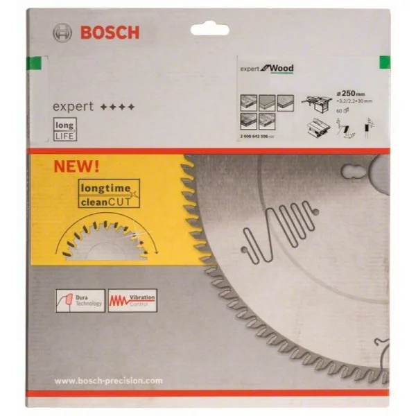 Пильный диск Expert for Wood 250x30x3,2 мм, 60 Bosch 2608642506 — изображение 2