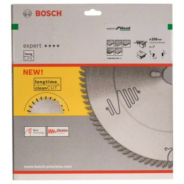 Пильный диск Expert for Wood 250x30x3,2 мм, 80 Bosch 2608642507 — изображение 2