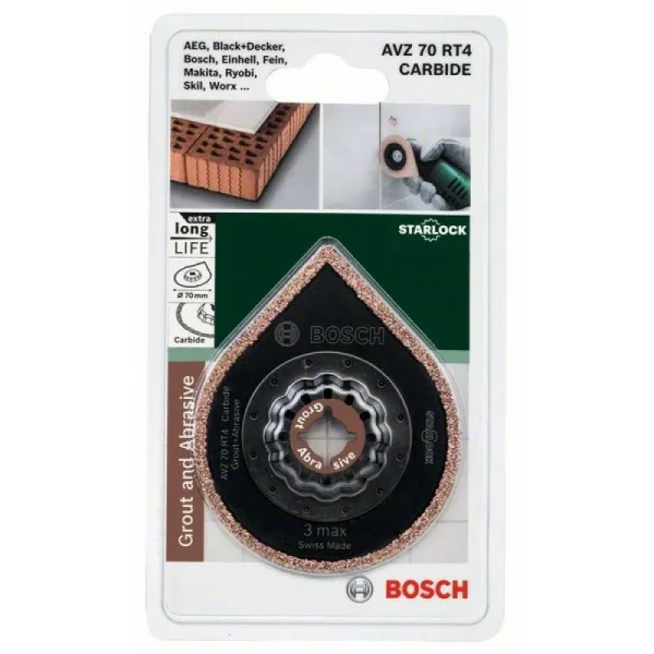 Насадка для удаления строительного раствора Carbide RIFF AVZ 70 RT, 3 max 70 мм Bosch 2609256C51 — изображение 2