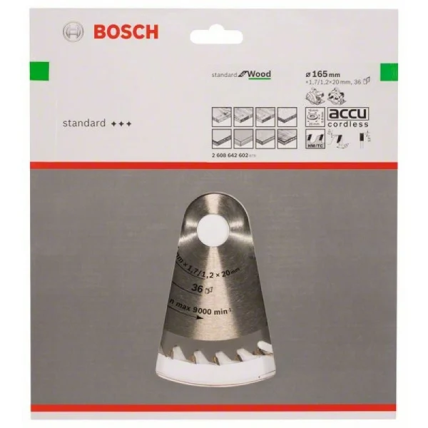 Пильный диск Optiline Wood 165x20/16x1,7 мм, 36 Bosch 2608642602 — изображение 2
