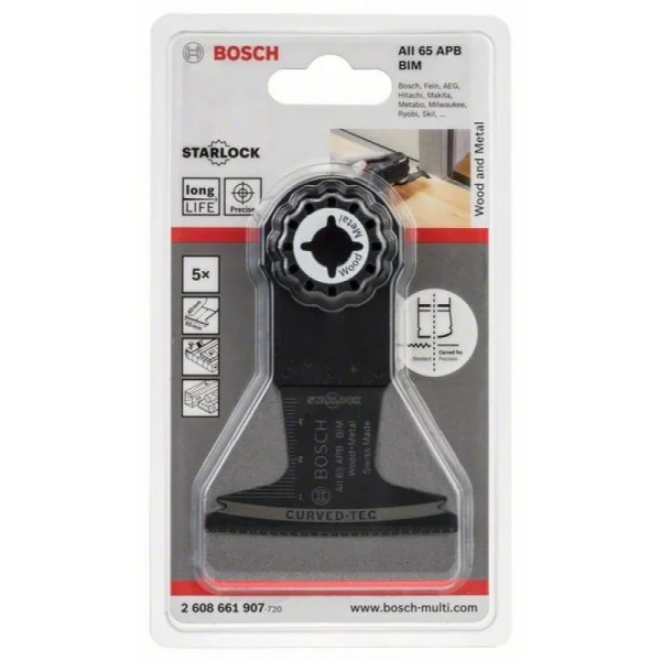 Погружное пильное полотно BIM AII 65 APB Wood and Metal 40x65 мм Bosch 2608661907 — изображение 2