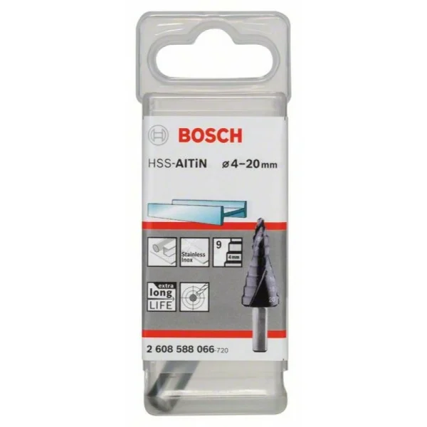 Ступенчатое сверло HSS-AlTiN 4 - 20 мм, 8,0 мм, 70,5 мм Bosch 2608588066 — изображение 2