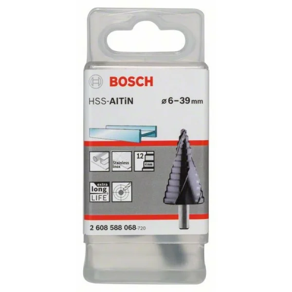 Ступенчатое сверло HSS-AlTiN 6 - 39 мм, 10,0 мм, 93,5 мм Bosch 2608588068 — изображение 2