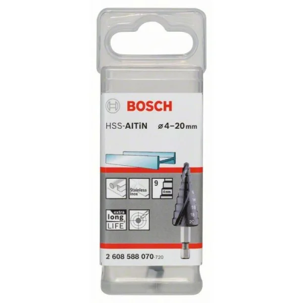 Ступенчатое сверло HSS-AlTiN 4 - 20 мм, 70,5 мм Bosch 2608588070 — изображение 2