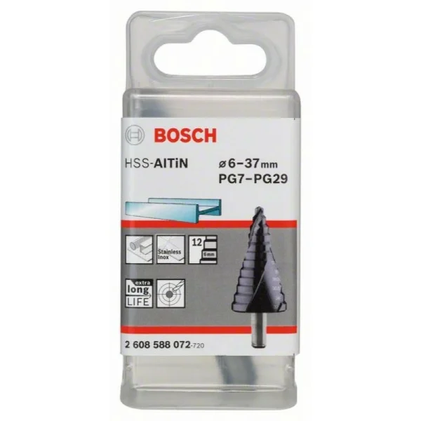 Ступенчатое сверло HSS-AlTiN 6 - 37 мм, 10,0 мм, 93 мм Bosch 2608588072 — изображение 2