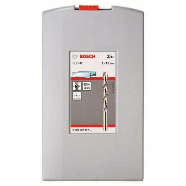 Набор из 25 сверл по металлу HSS-G, DIN 338, 135°, в ProBox 1-13 мм Bosch 2608587017 — изображение 2