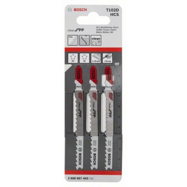 Пильное полотно T 102 D Clean for PP Bosch 2608667443 — изображение 2