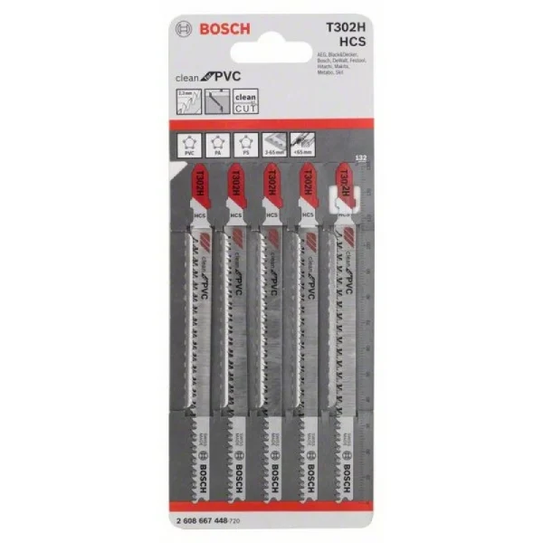 Пильное полотно T 302 H Clean for PVC Bosch 2608667448 — изображение 2