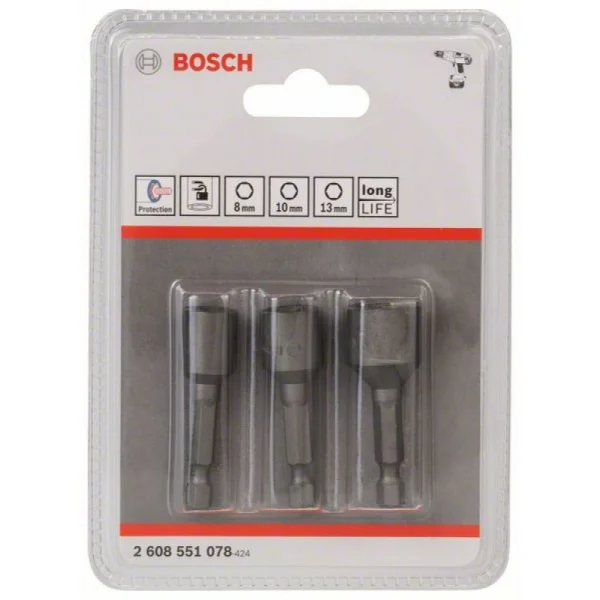 Пакет торцовых ключей 3 предм. 50 мм; 8, 10, 13 мм Bosch 2608551078 — изображение 2