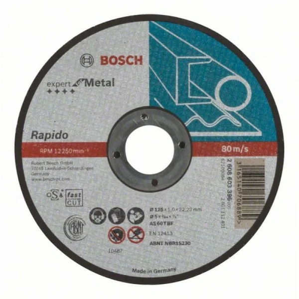 Отрезной круг прямой Expert for Metal, Rapido AS 60 T BF 125x1,0 мм Bosch 2608603396