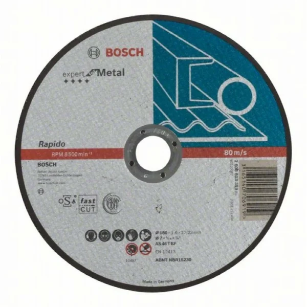 Отрезной круг прямой Expert for Metal, Rapido AS 46 T BF 180x1,6 мм Bosch 2608603399