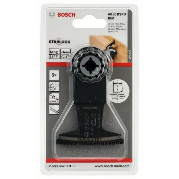Погружное пильное полотно BIM AII 65 BSPB Hard Wood 40x65 мм Bosch 2608662031 — изображение 2