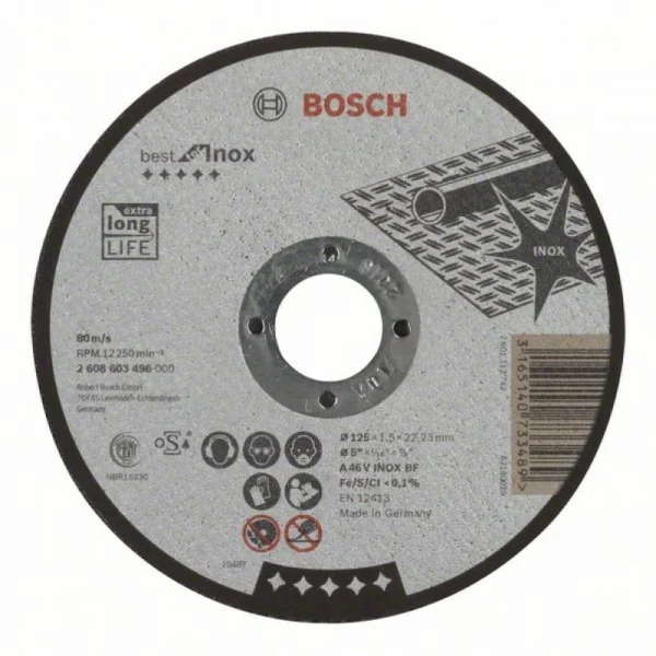 Отрезной круг прямой Best for Inox A 46 V INOX BF 125x1,5 мм Bosch 2608603496