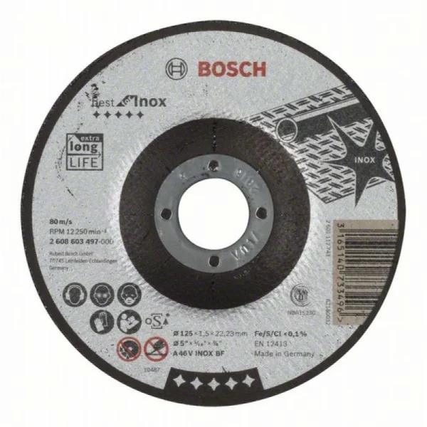 Отрезной круг выпуклый Best for Inox A 46 V INOX BF 125x1,5 мм Bosch 2608603497
