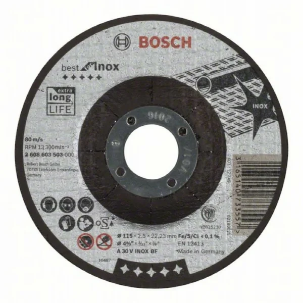 Отрезной круг выпуклый Best for Inox A 30 V INOX BF 115x2,5 мм Bosch 2608603503