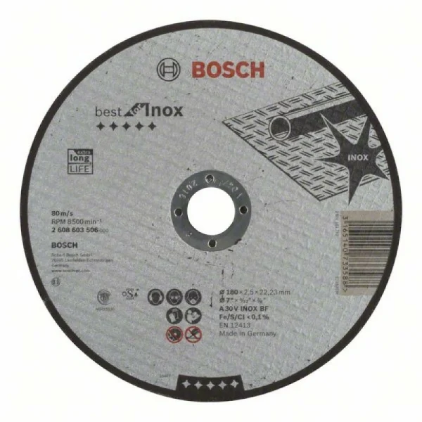 Отрезной круг прямой Best for Inox A 30 V INOX BF 180x2,5 мм Bosch 2608603506