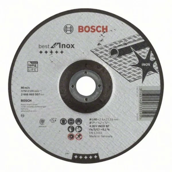 Отрезной круг выпуклый Best for Inox A 30 V INOX BF 180x2,5 мм Bosch 2608603507