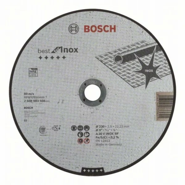 Отрезной круг прямой Best for Inox A 30 V INOX BF 230x2,5 мм Bosch 2608603508